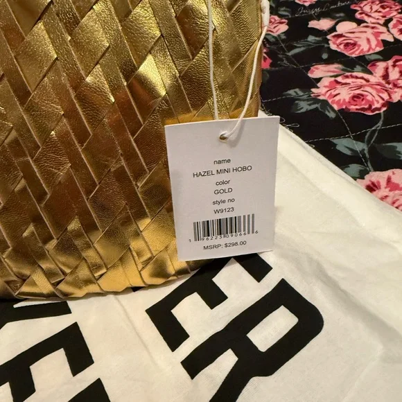 Gold Woven Clutch with Basket-Weave Texture